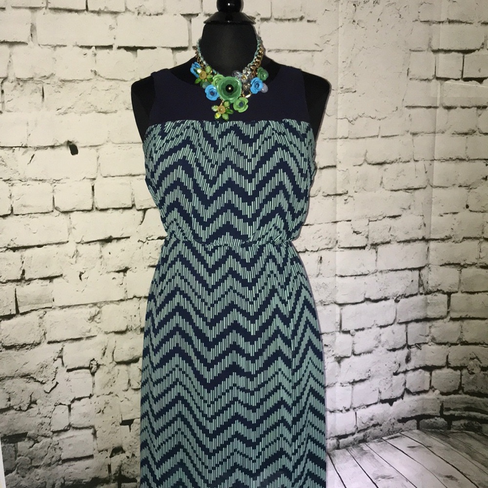 Navy+Teal Chevron Maxi